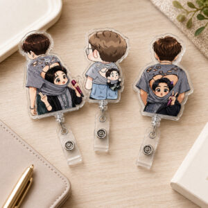 TT - Funny Jin BTS Badge Reel, K-pop Army Retractable ID Holder Badge Reel