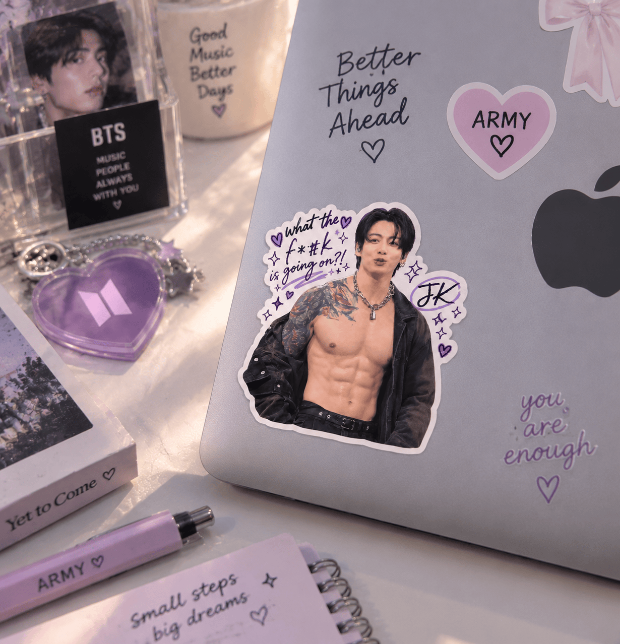 AT -Ver 2 Jk “What the F#K Is Going On?!” Sticker, Jungkook Funny Moment - Image 3