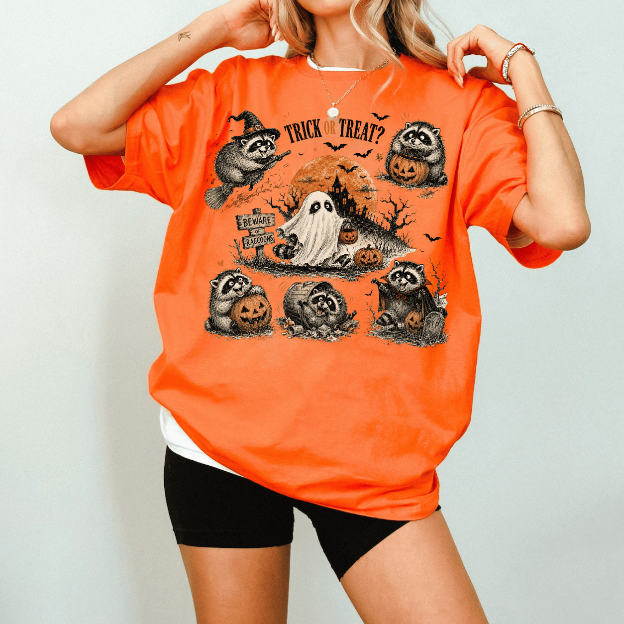 HN - Jimothy Raccoon Halloween Trick Or Treat , Short King Jimothy Tee - Image 7