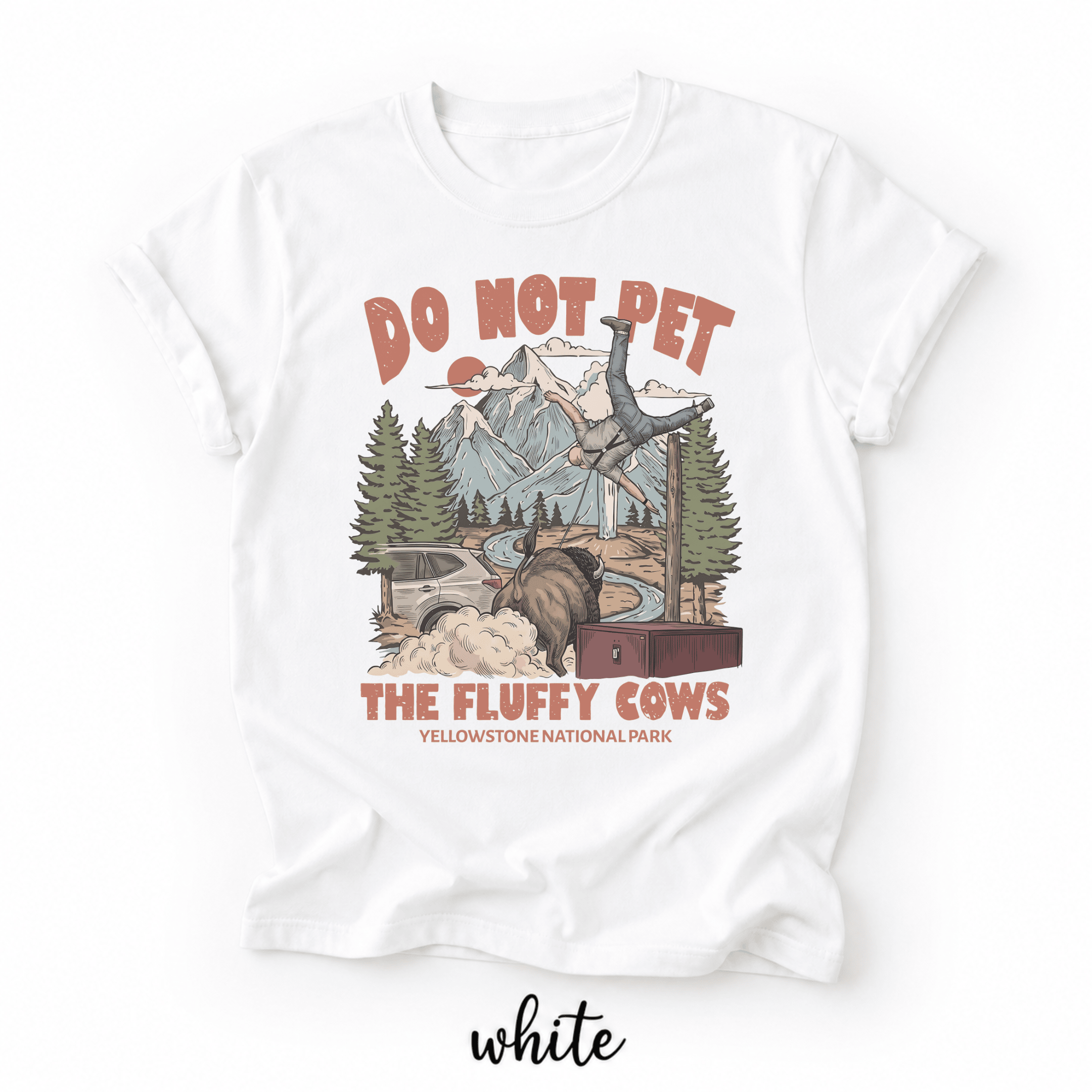 TL - Vintage Do Not Pet The Fluffy Cows Yellowstone National Park Shirts - Image 3