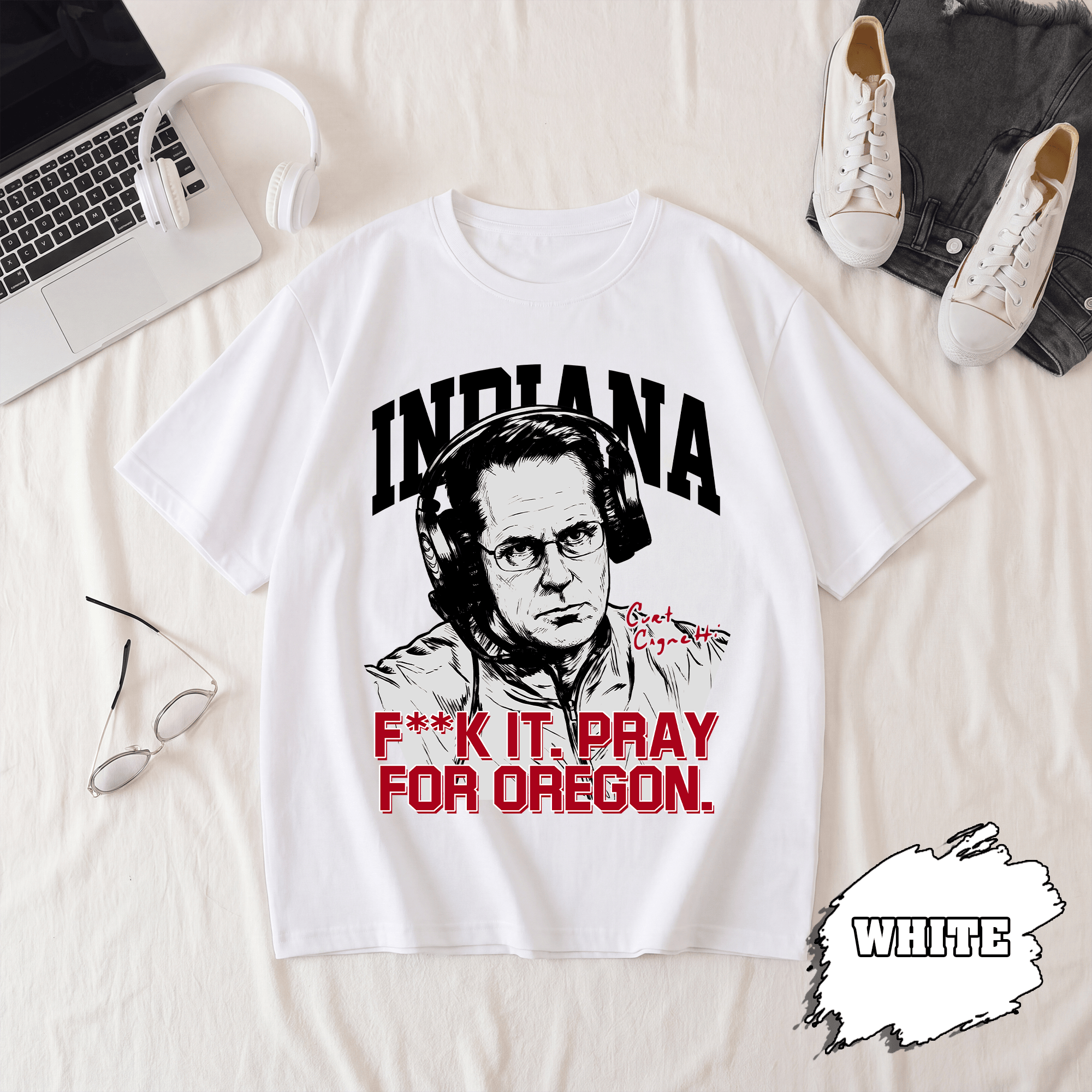 BN - Indiana Coach Curt Cignetti T-Shirt, Pray For Oregon - Image 2