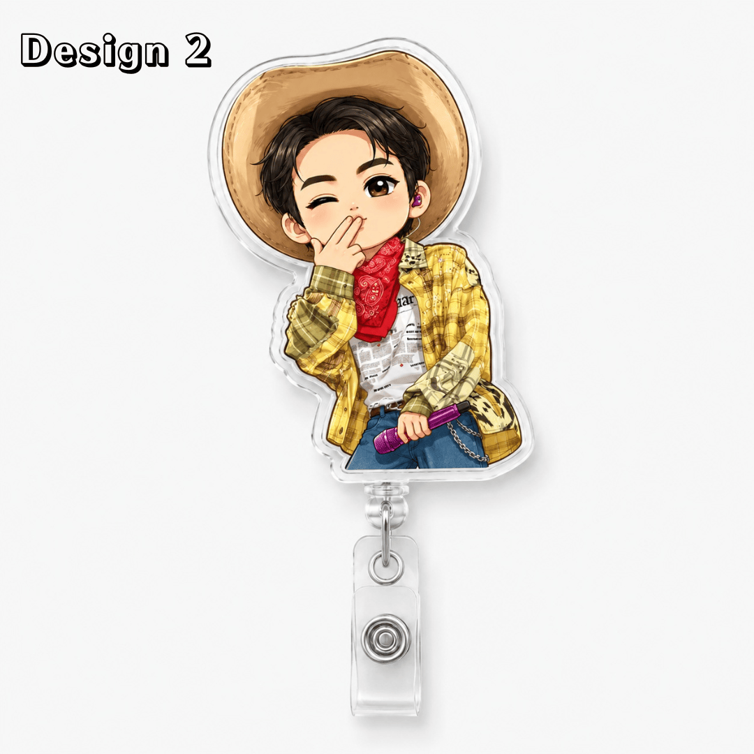 TT - COWBOY JIN HANDKISS Badge Reel, K-pop Army Retractable ID Holder Badge Reel - Image 4