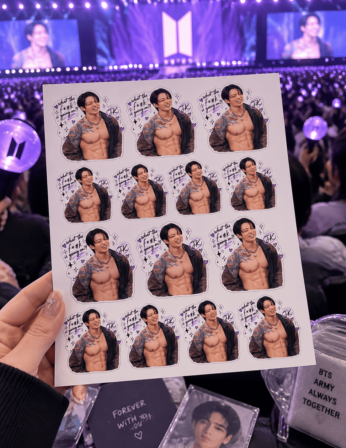 AT - Jungkook “What the F#K Is Going On?!” Sticker, Funny BTS Concert Moment, Kpop Fan Gift, ARMY Inspired - Image 5