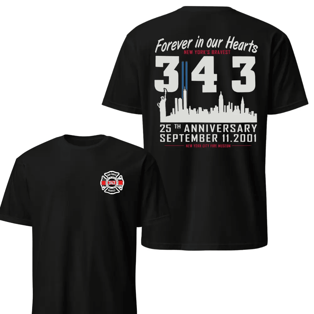 New York Firefighter Memorial 343 T-Shirt, 9/11 Anniversary Tribute Shirts