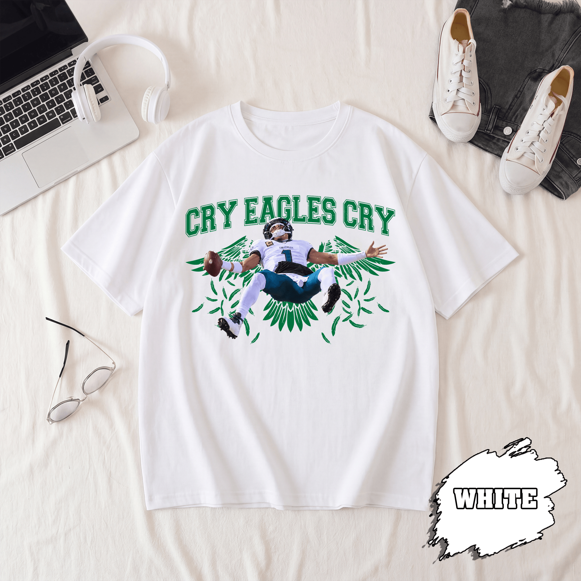 NA - Cry Jalen Hurts Cry T-Shirt, Eagles Philadelphia Football Tee - Image 2