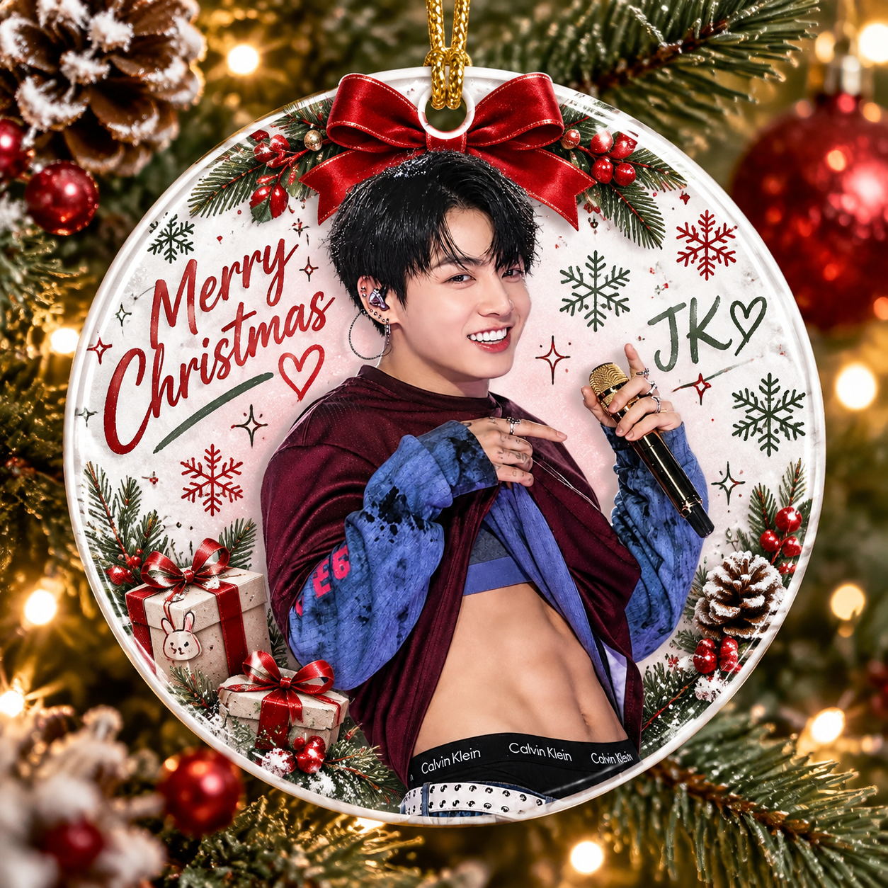 HN - Jungkook Body Christmas Circle Ceramic Ornament - Image 6