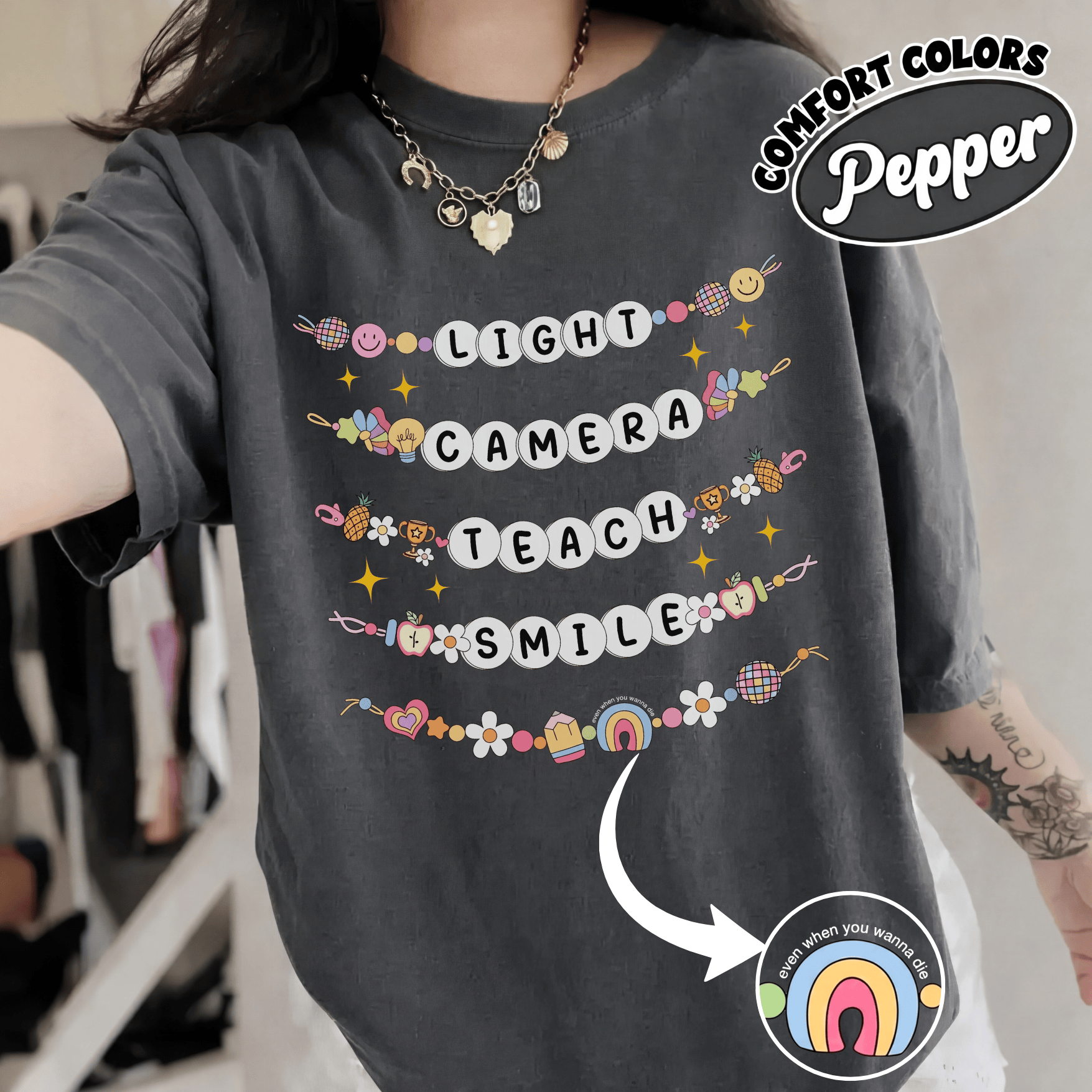 Lights Camera Teach Smile Teacher Shirts - Back To School Tee