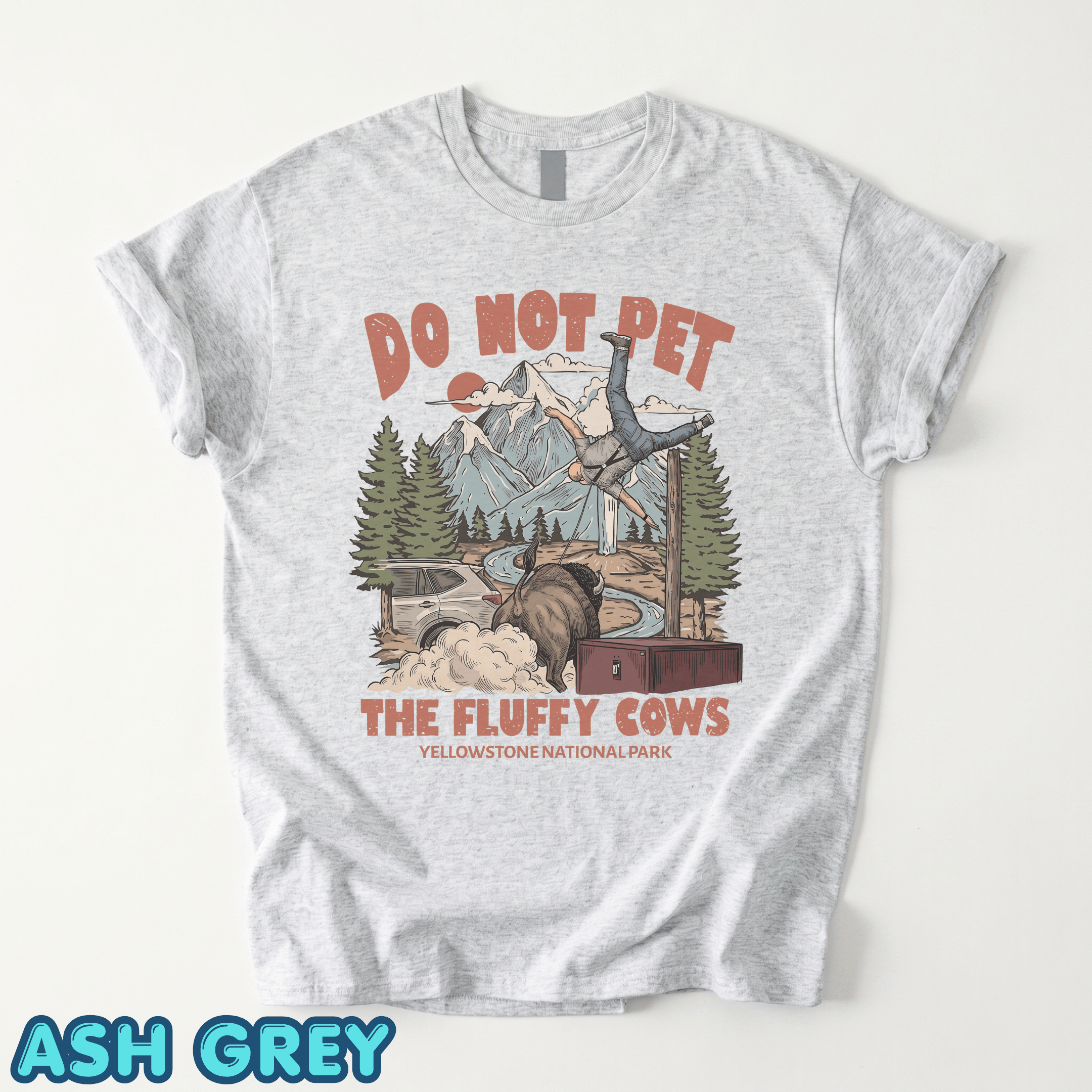 TL - Vintage Do Not Pet The Fluffy Cows Yellowstone National Park Shirts - Image 6