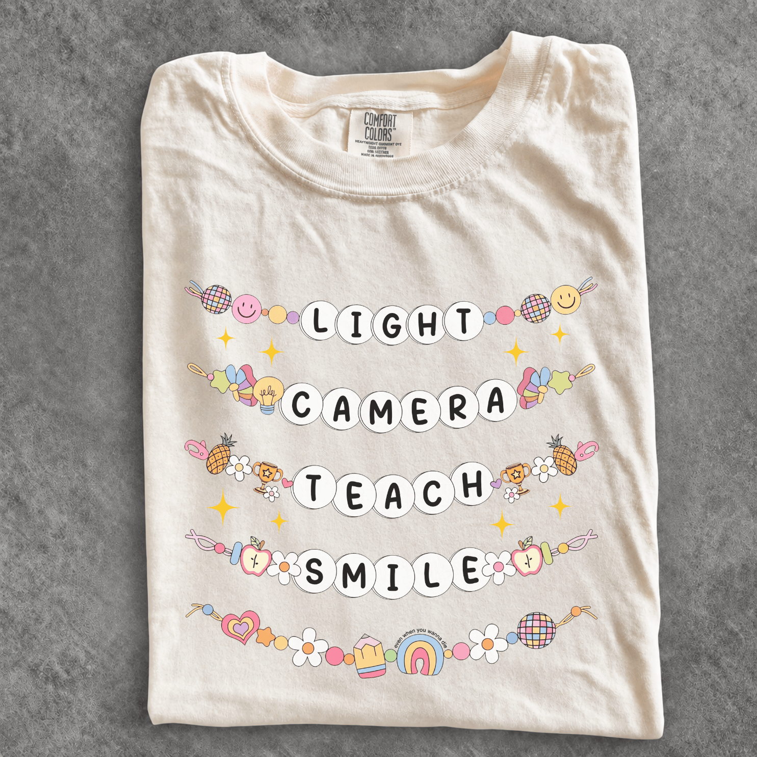 Lights Camera Teach Smile Teacher Shirts - Back To School Tee - Image 5