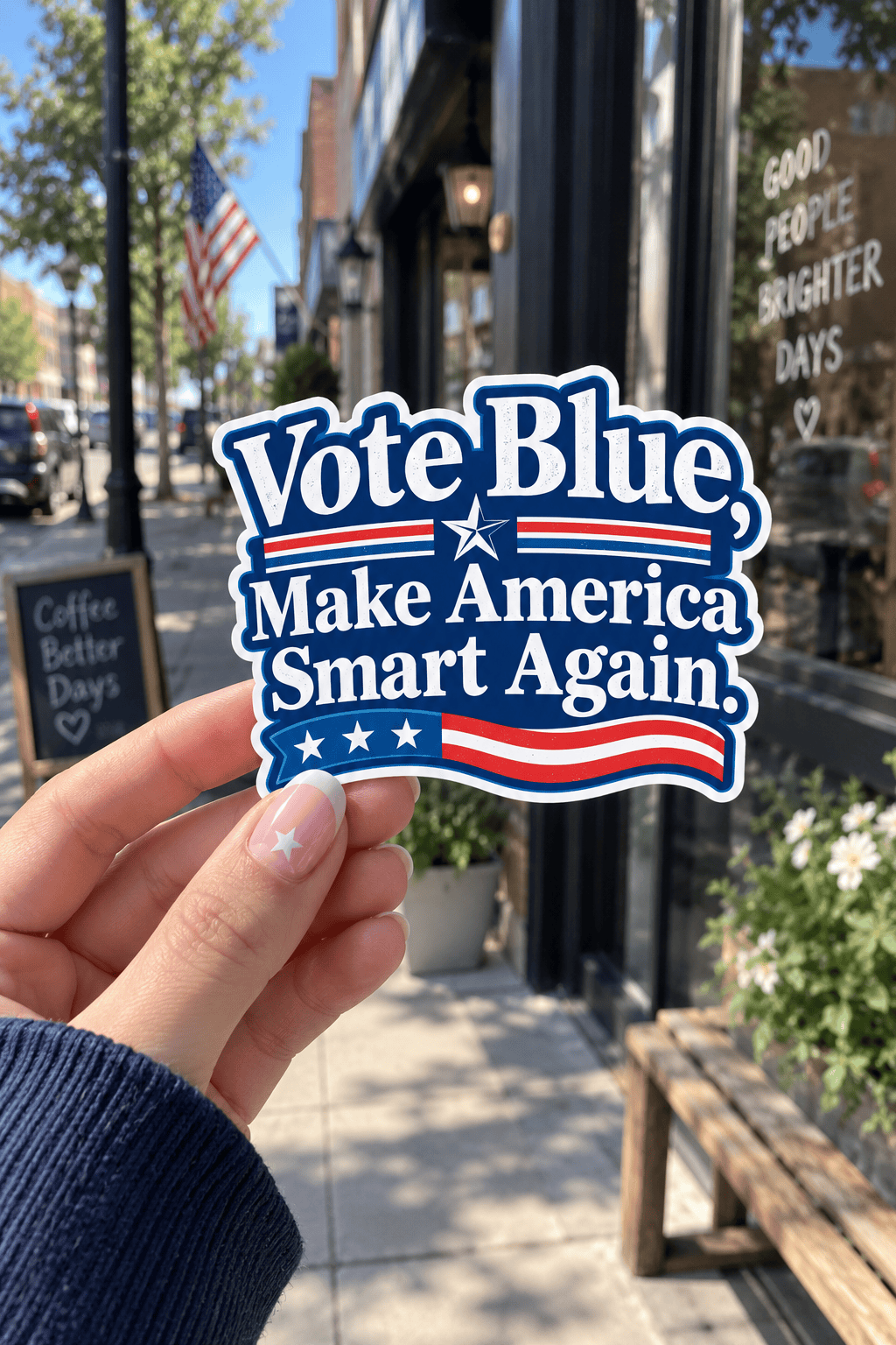 AT - Vote Blue Make America Smart Again Sticker, Blue Wave Election 2028 - Image 2
