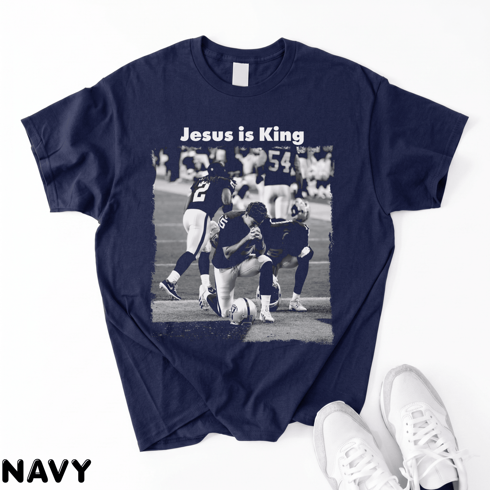 Jesus Is King Las Vegas Pray Football Shirt, Christian Faith Graphic Tee - Image 10