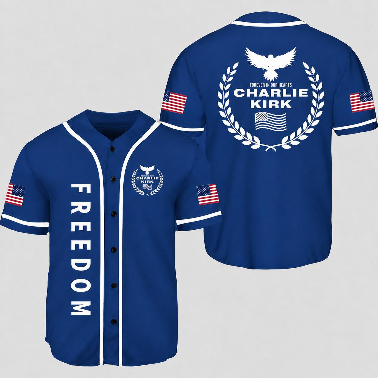 BN - 3D Freedom Charlie Kirk Baseball Jersey - Image 5