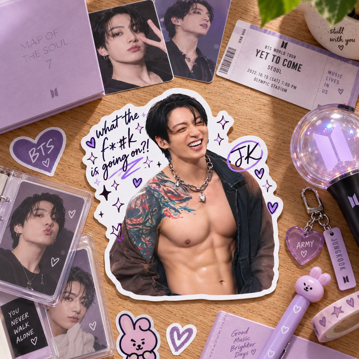 AT - Jungkook “What the F#K Is Going On?!” Sticker, Funny BTS Concert Moment, Kpop Fan Gift, ARMY Inspired - Image 2