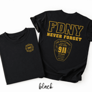 9/11 25th Anniversary Memorial Firefighter Shirt | Never Forget 9-11-2001 Tribute Tee | FDNY Police EMS Patriotic T-Shirt