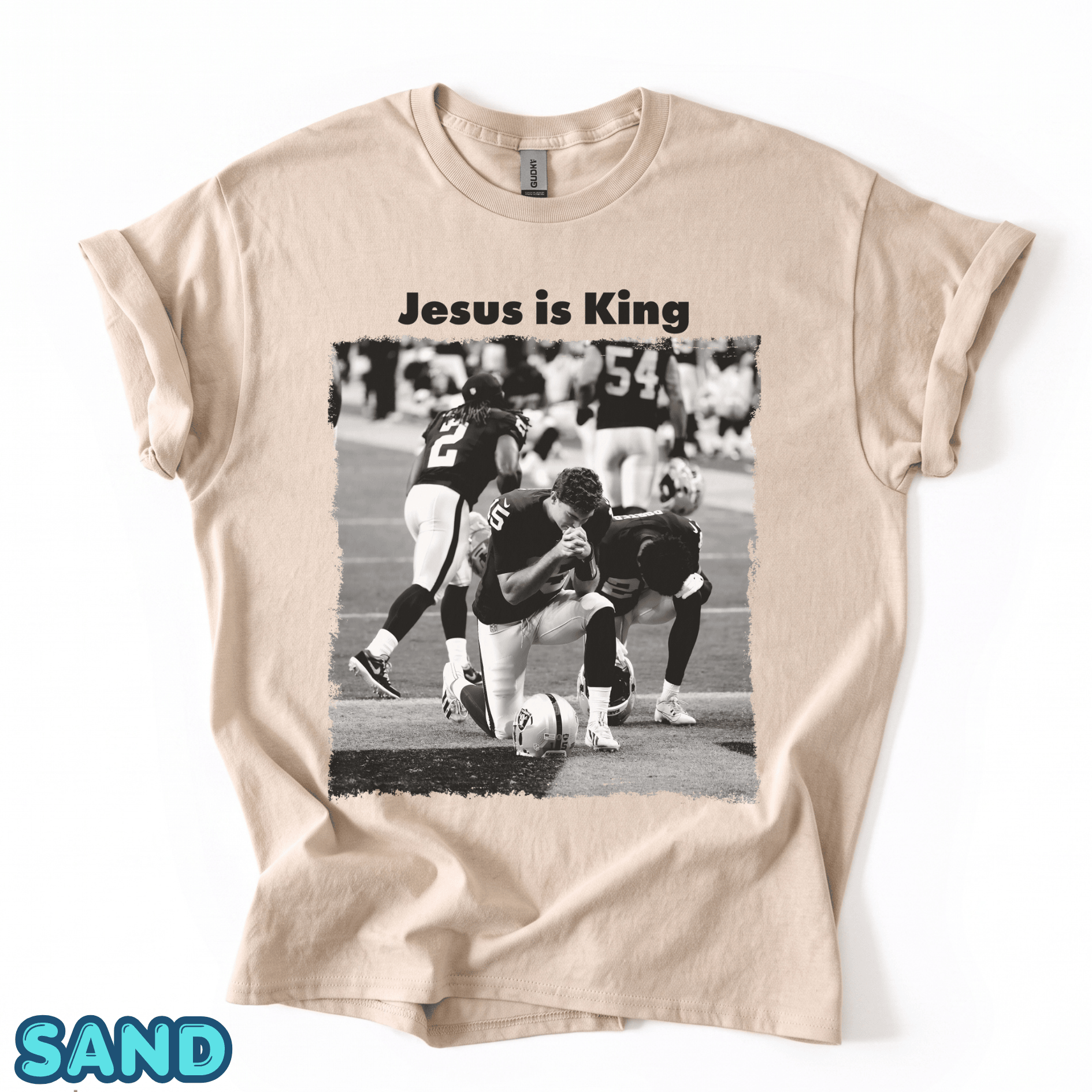 Jesus Is King Las Vegas Pray Football Shirt, Christian Faith Graphic Tee - Image 9