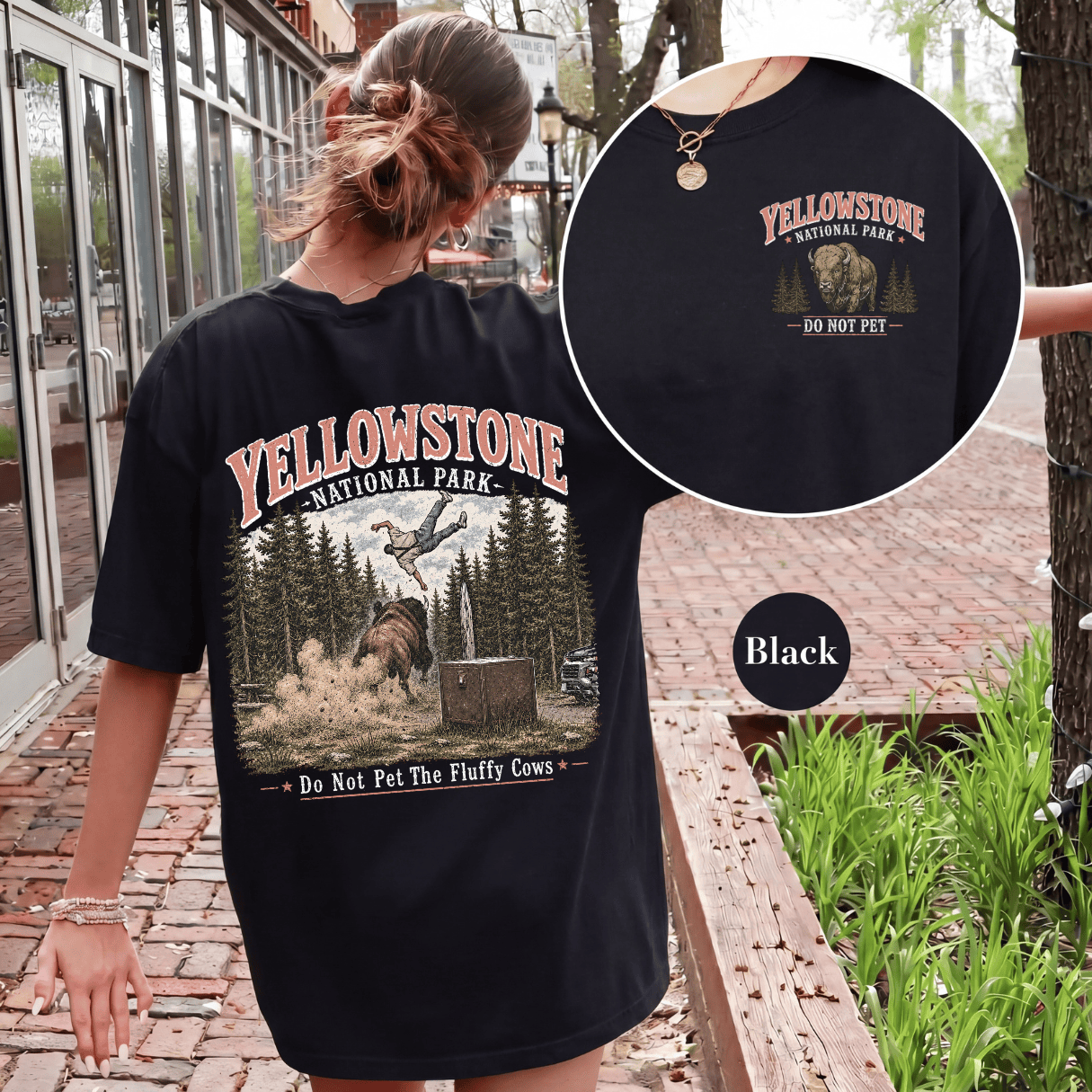 2 Sided Do Not Pet The Fluffy Cows Yellowstone National Park Shirts - Image 11