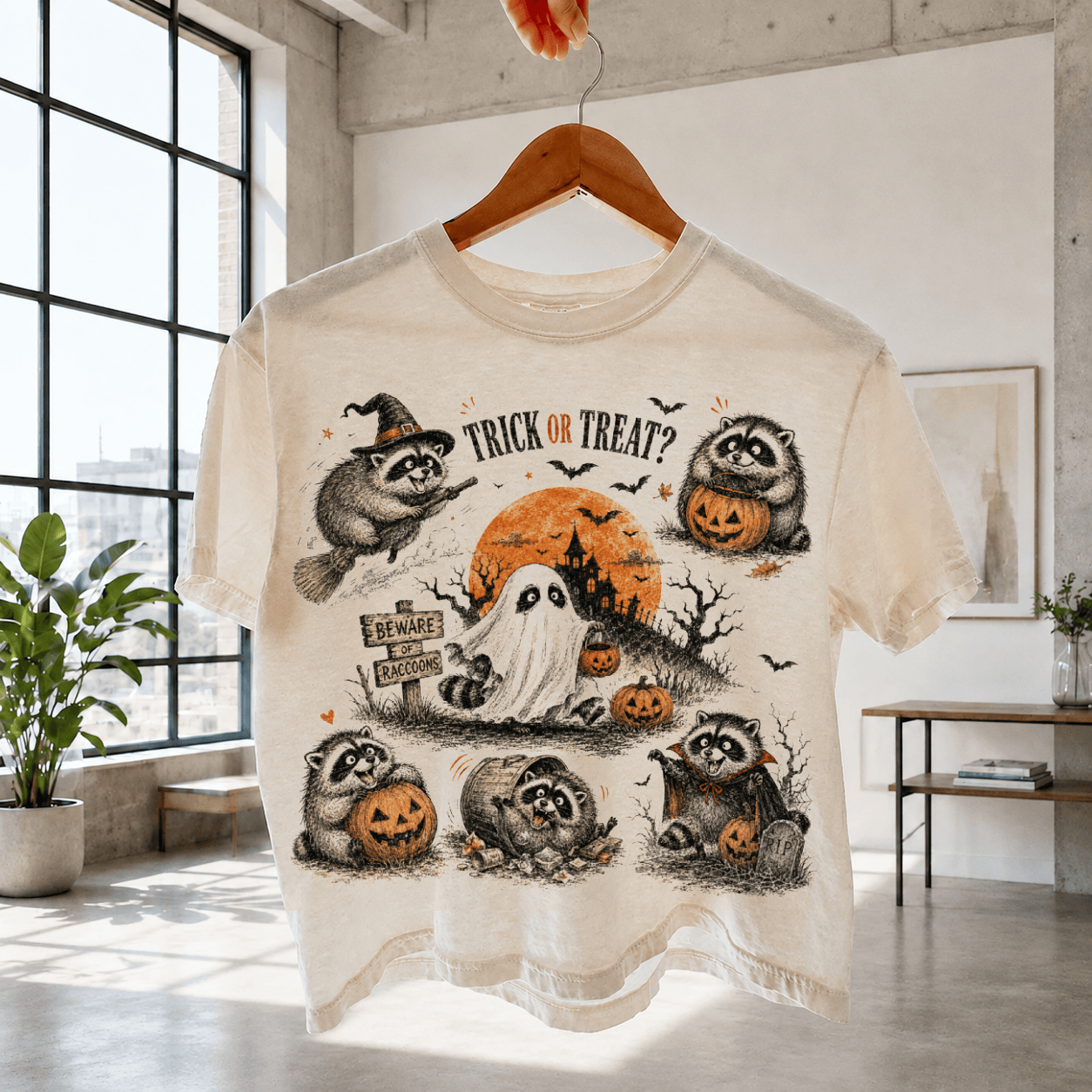 HN - Jimothy Raccoon Halloween Trick Or Treat , Short King Jimothy Tee