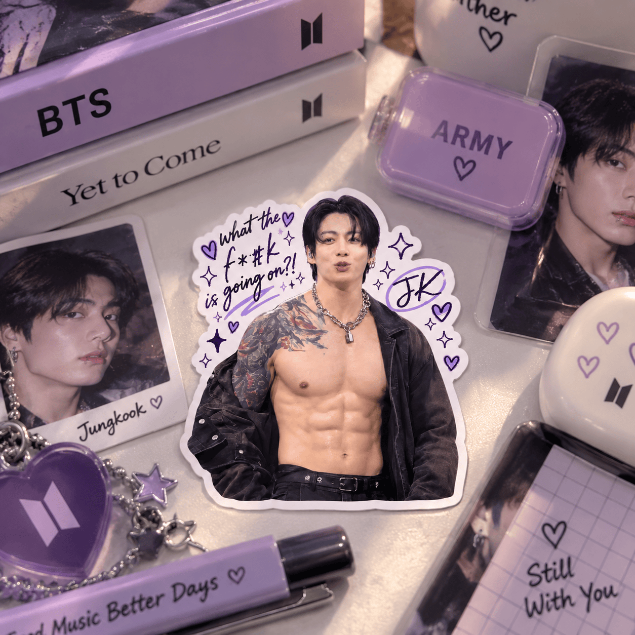AT -Ver 2 Jk “What the F#K Is Going On?!” Sticker, Jungkook Funny Moment - Image 2