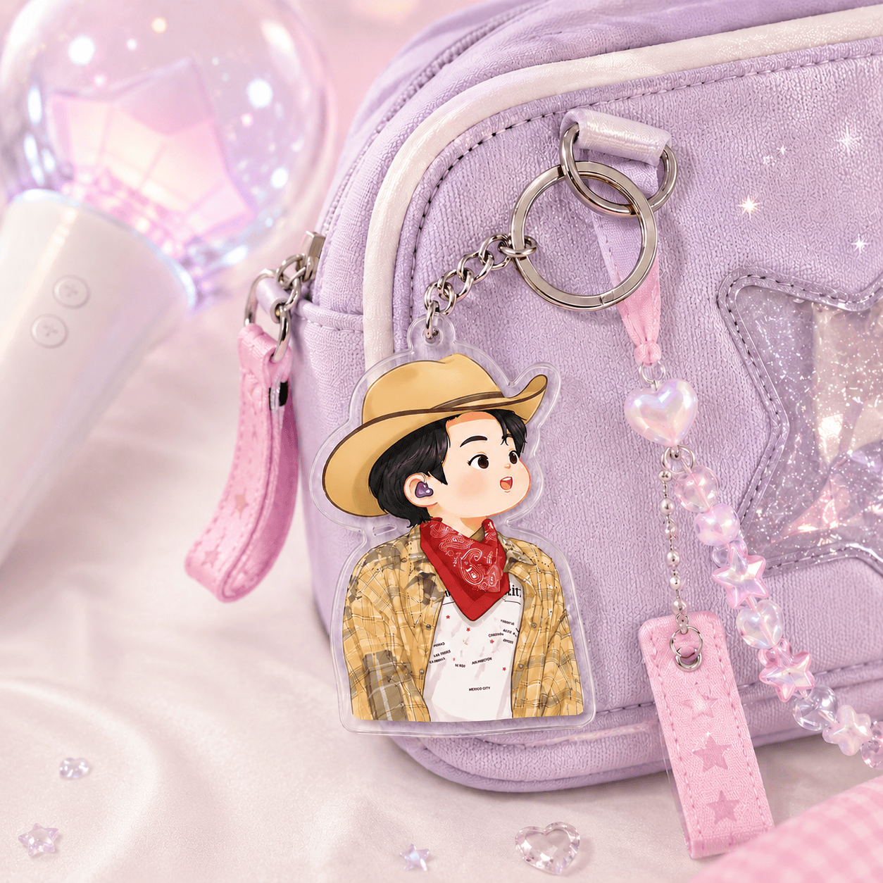 HN - Funny Jin Cowboy Keychain, Layered Acrylic Keychain - Image 2