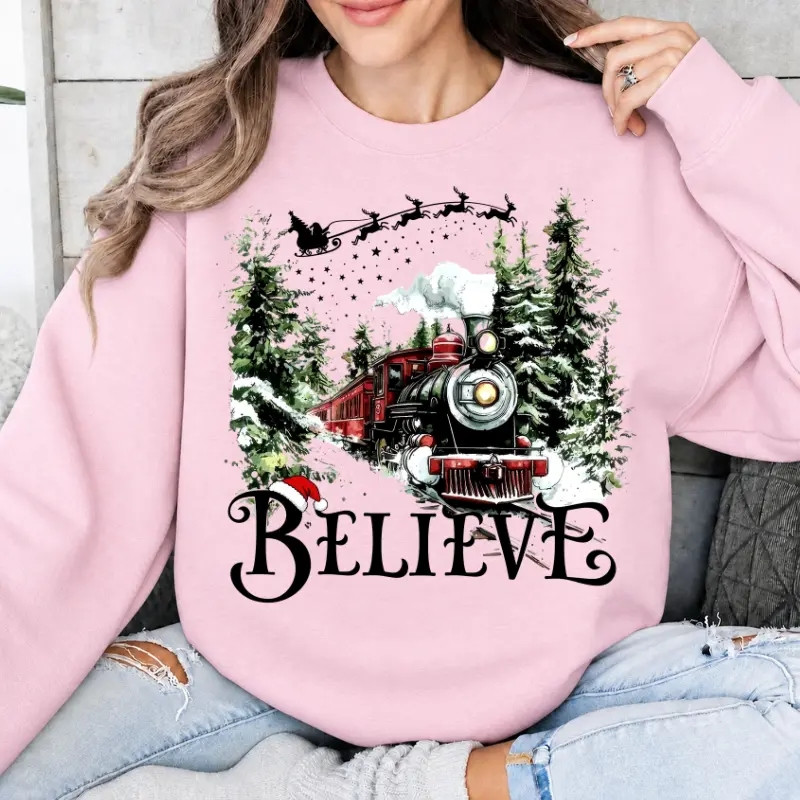 TT - Believe The Polar Express Sweatshirt, Vintage Christmas Movie Polar Express Believe Shirt