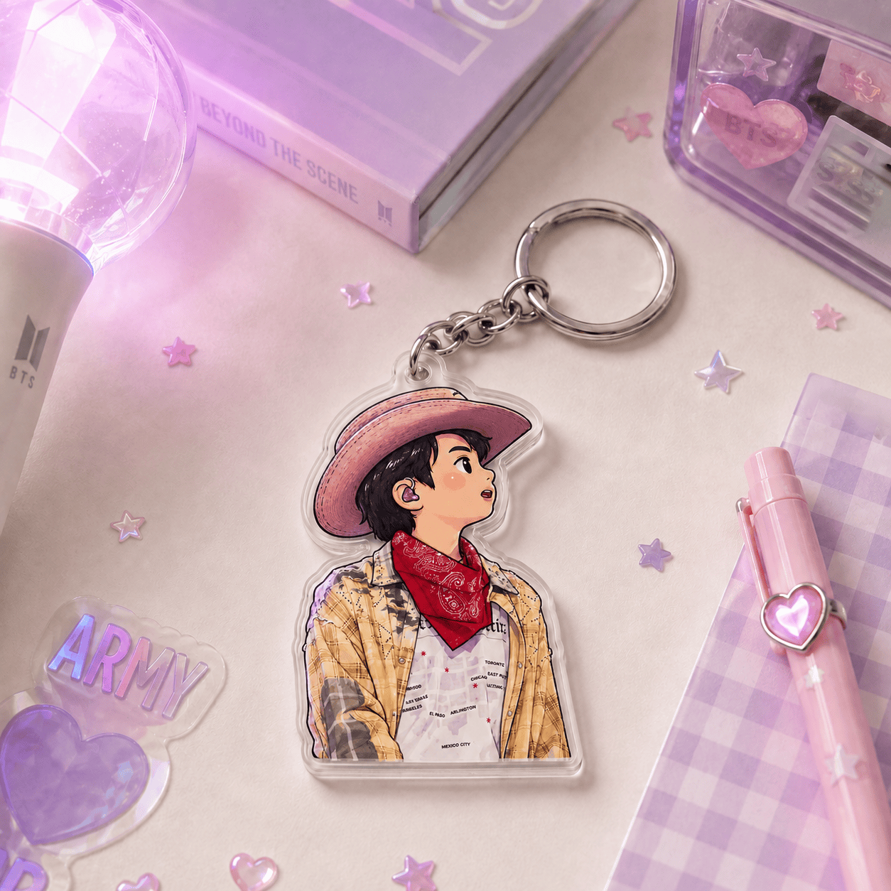 HN - Funny Jin Cowboy Keychain, Layered Acrylic Keychain - Image 3