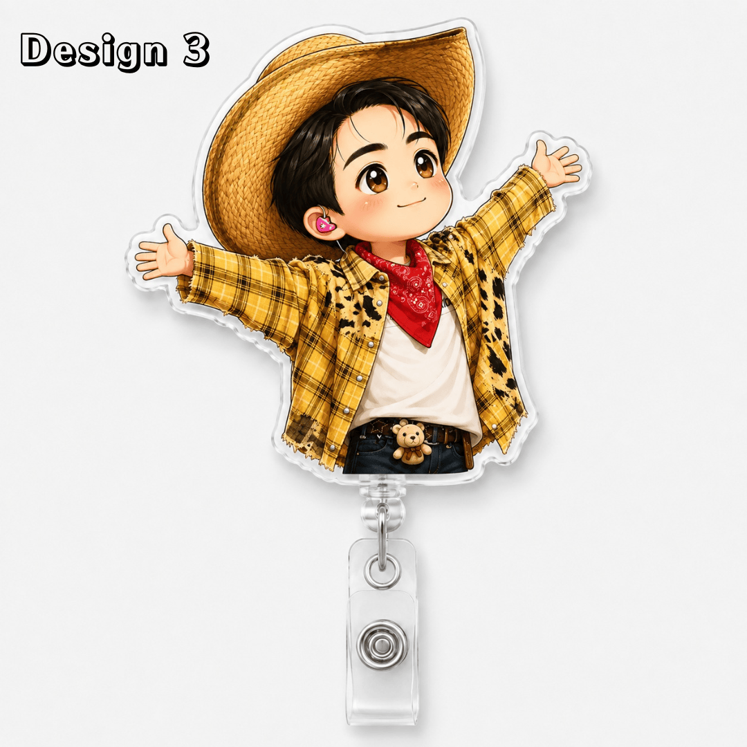 TT - COWBOY JIN HANDKISS Badge Reel, K-pop Army Retractable ID Holder Badge Reel - Image 5