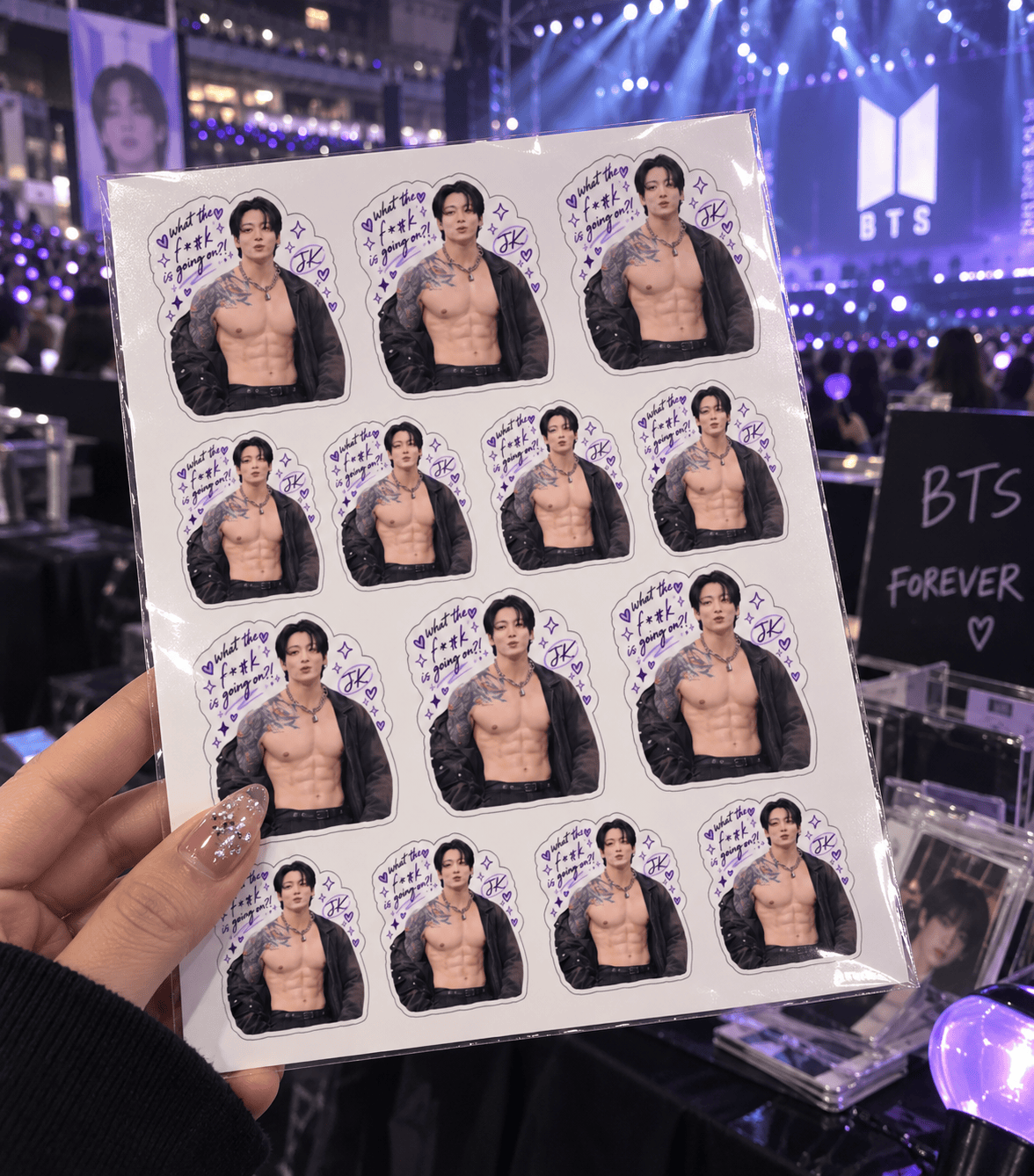 AT -Ver 2 Jk “What the F#K Is Going On?!” Sticker, Jungkook Funny Moment - Image 5