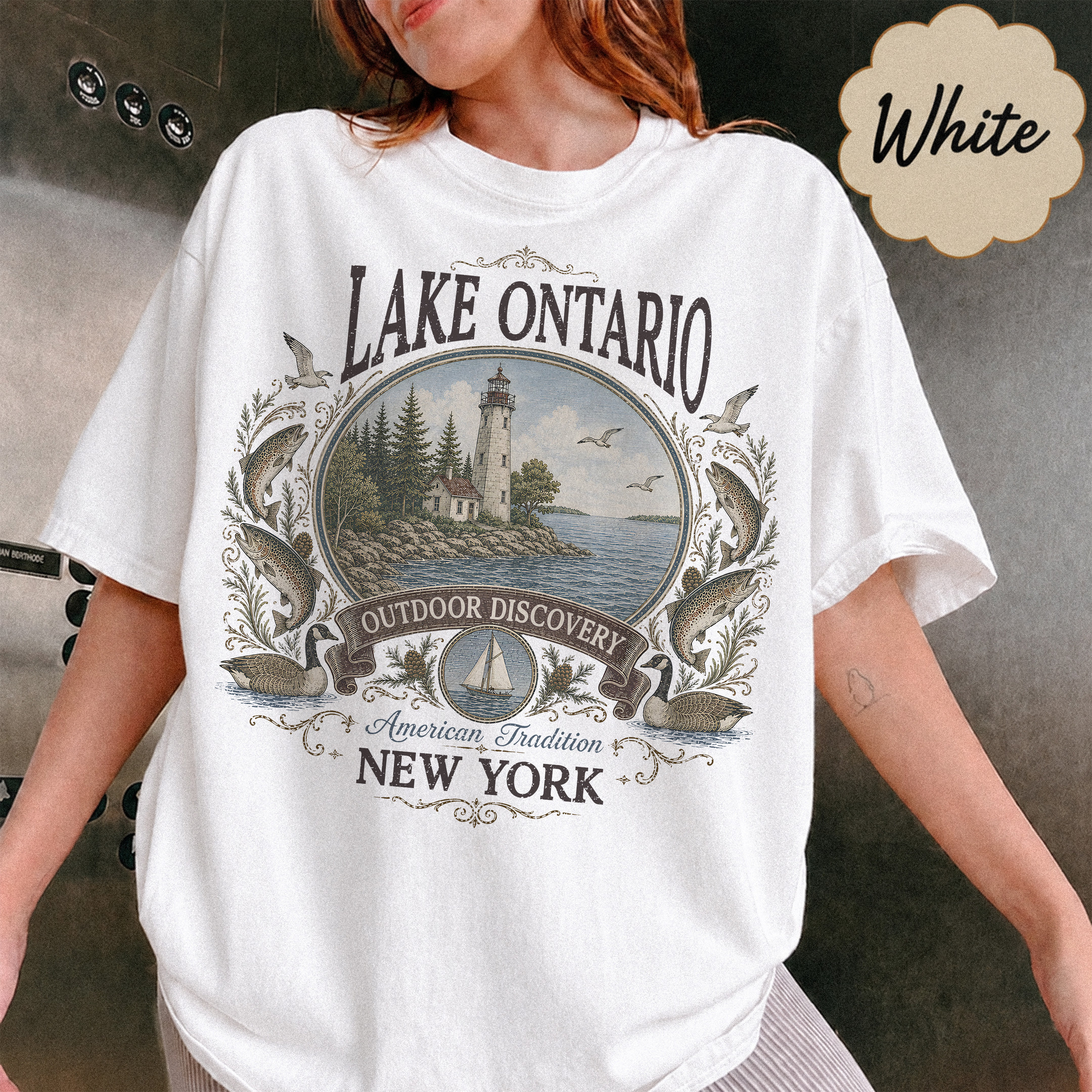NA - V2 Vintage Lake Ontario The Great Lakes Shirt - Image 4