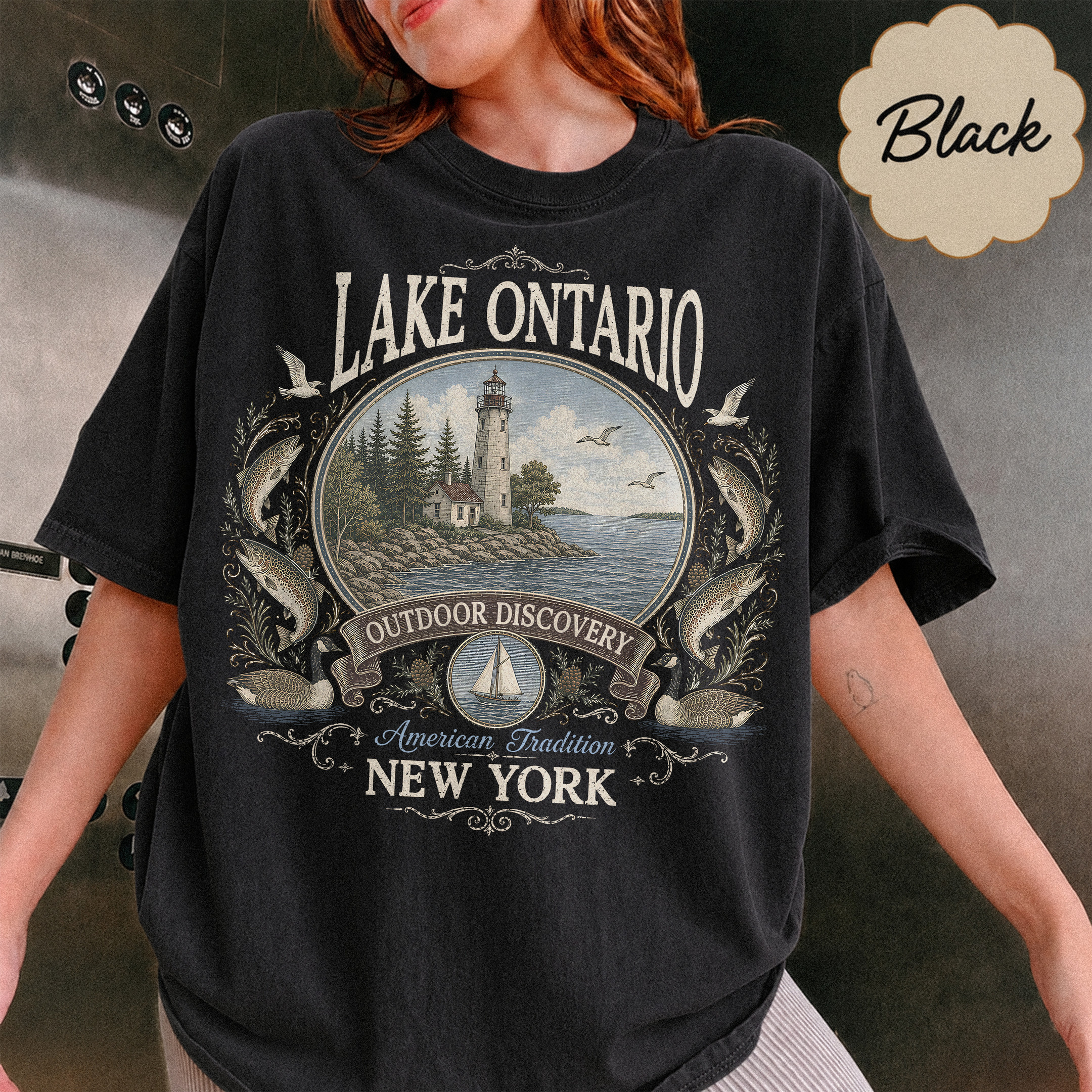 NA - V2 Vintage Lake Ontario The Great Lakes Shirt - Image 5