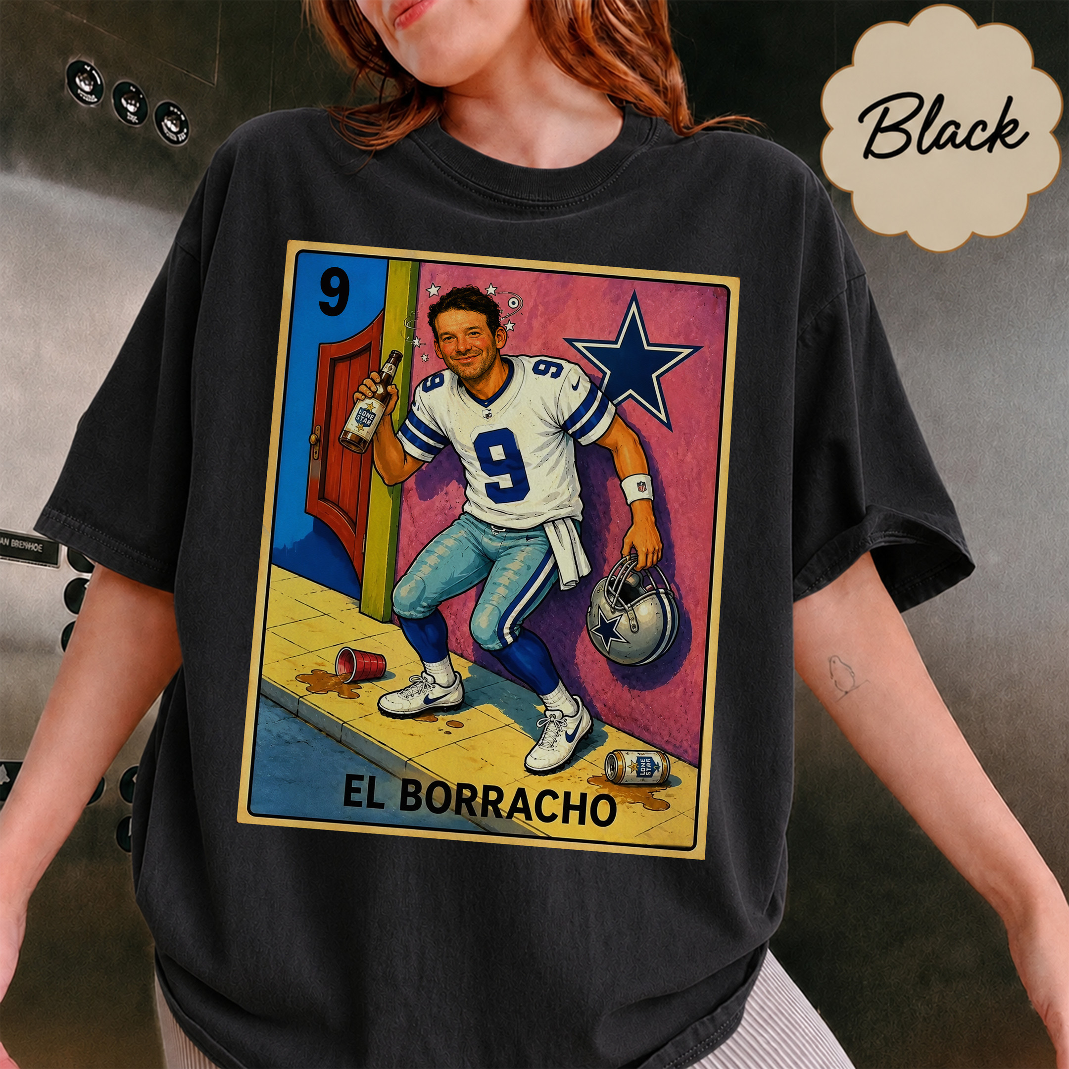 NA - Ver 2 Tony Romo 9 Dallas Cowboys El Borracho Shirts - Image 3
