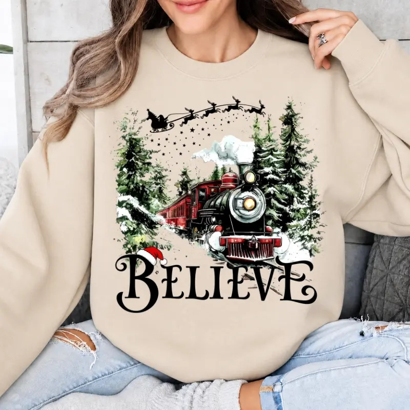 TT - Believe The Polar Express Sweatshirt, Vintage Christmas Movie Polar Express Believe Shirt