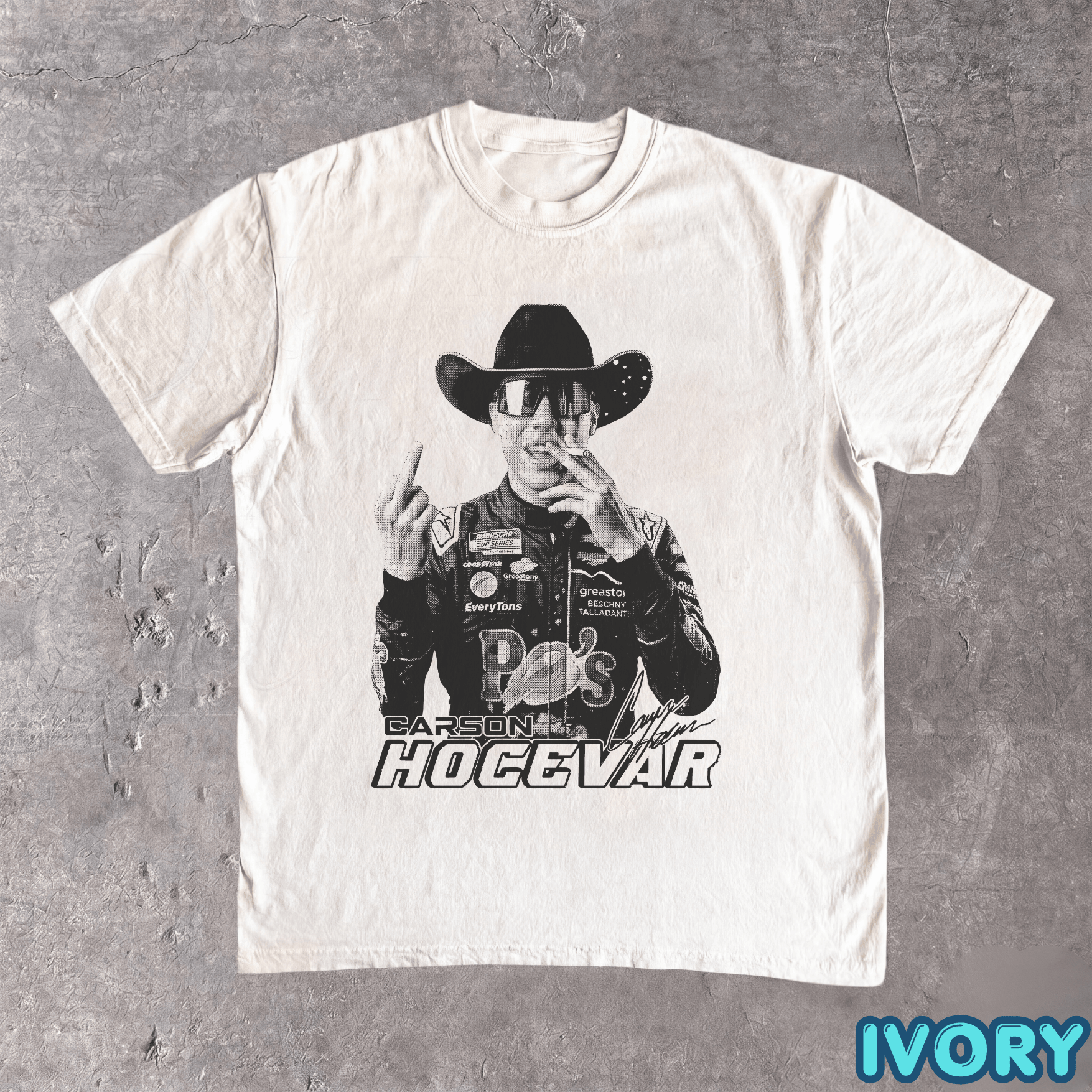 Funny Carson Hocevar Cowboy Graphic Tee - Image 4