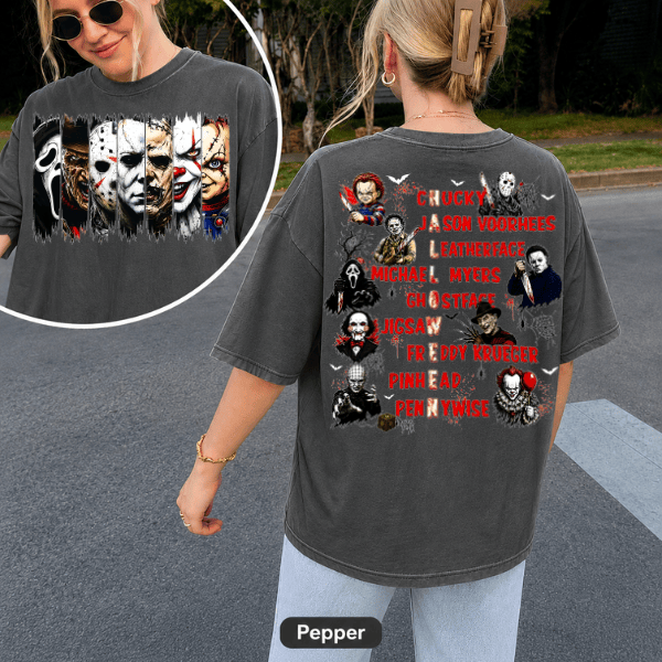 TA -Halloween Horror Characters Shirt - Image 4