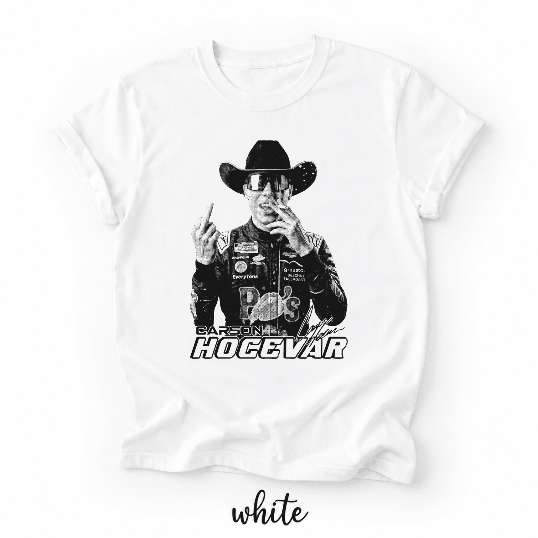 Funny Carson Hocevar Cowboy Graphic Tee - Image 3