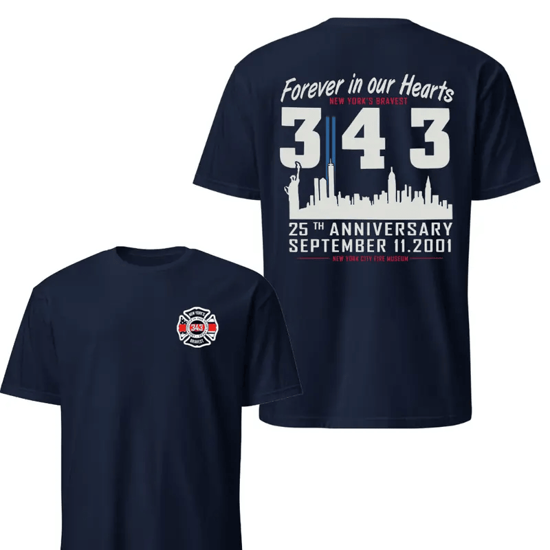 New York Firefighter Memorial 343 T-Shirt, 9/11 Anniversary Tribute Shirts - Image 2