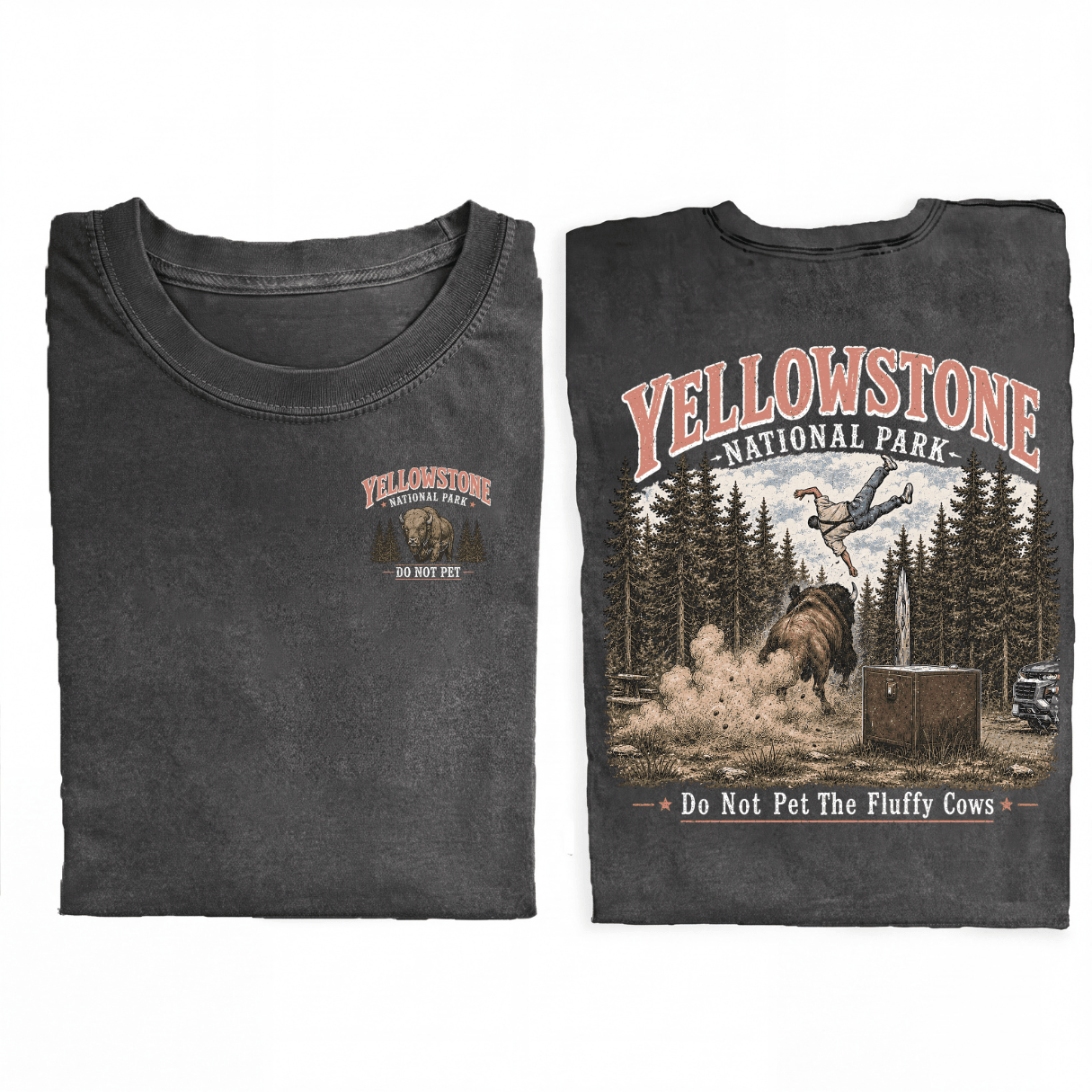 2 Sided Do Not Pet The Fluffy Cows Yellowstone National Park Shirts - Image 9