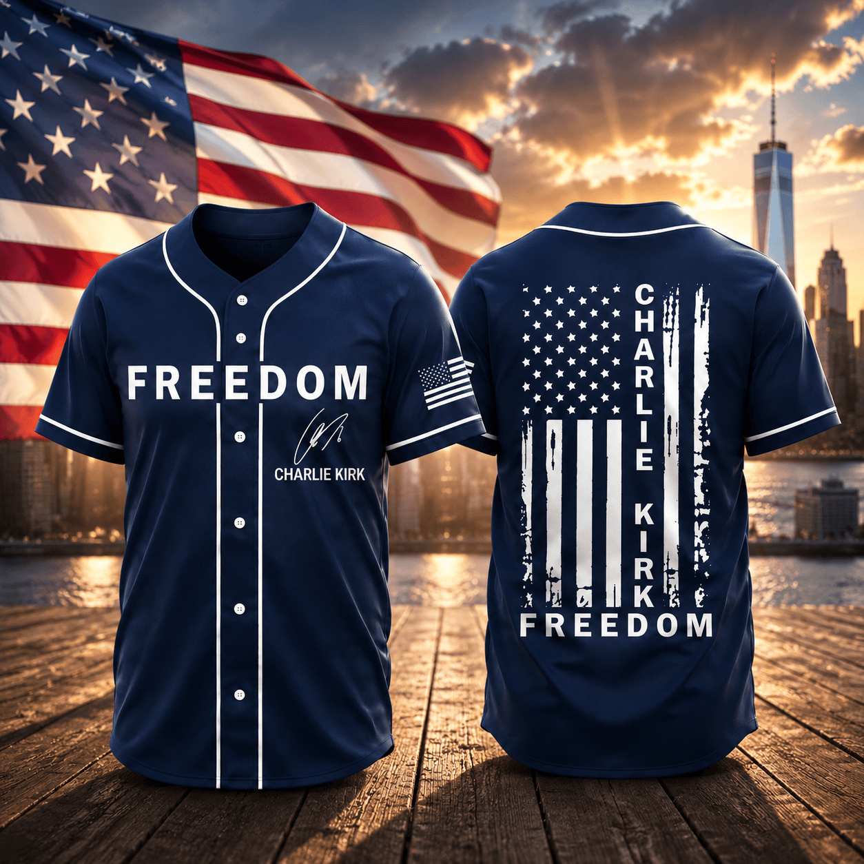 HN - 3D Freedom Charlie Kirk USA Baseball Jersey - Image 5