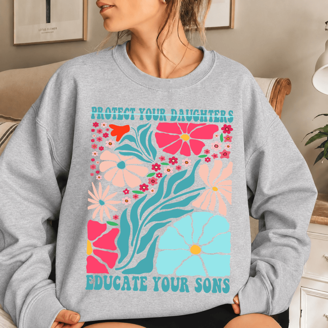 TT - Protect Your Daughters Educate Your Sons Shirt, Comfort Colors Feminist Shirt, Womens Rights Floral Tee, Women Empowerment Protest Shirt - Image 5