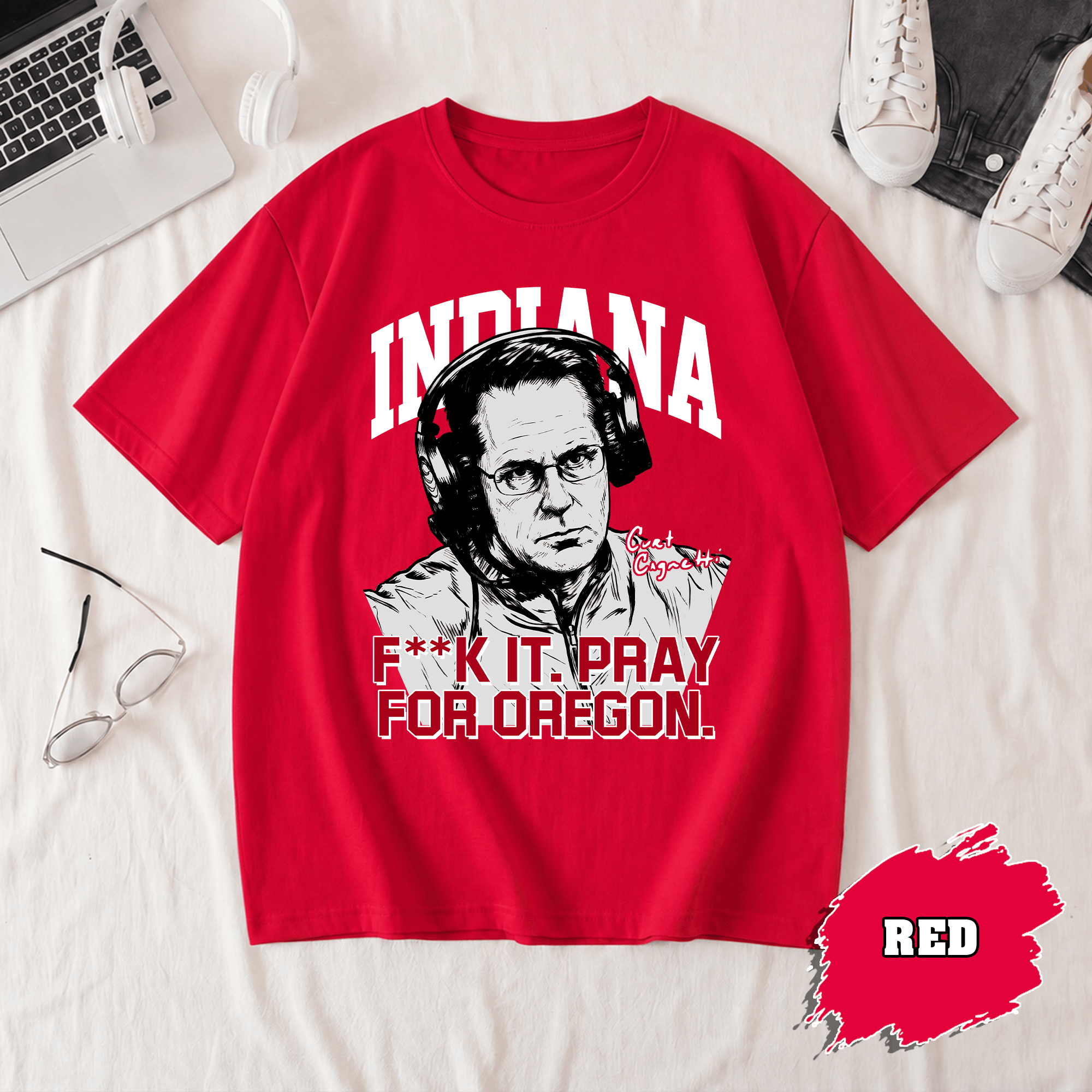 BN - Indiana Coach Curt Cignetti T-Shirt, Pray For Oregon