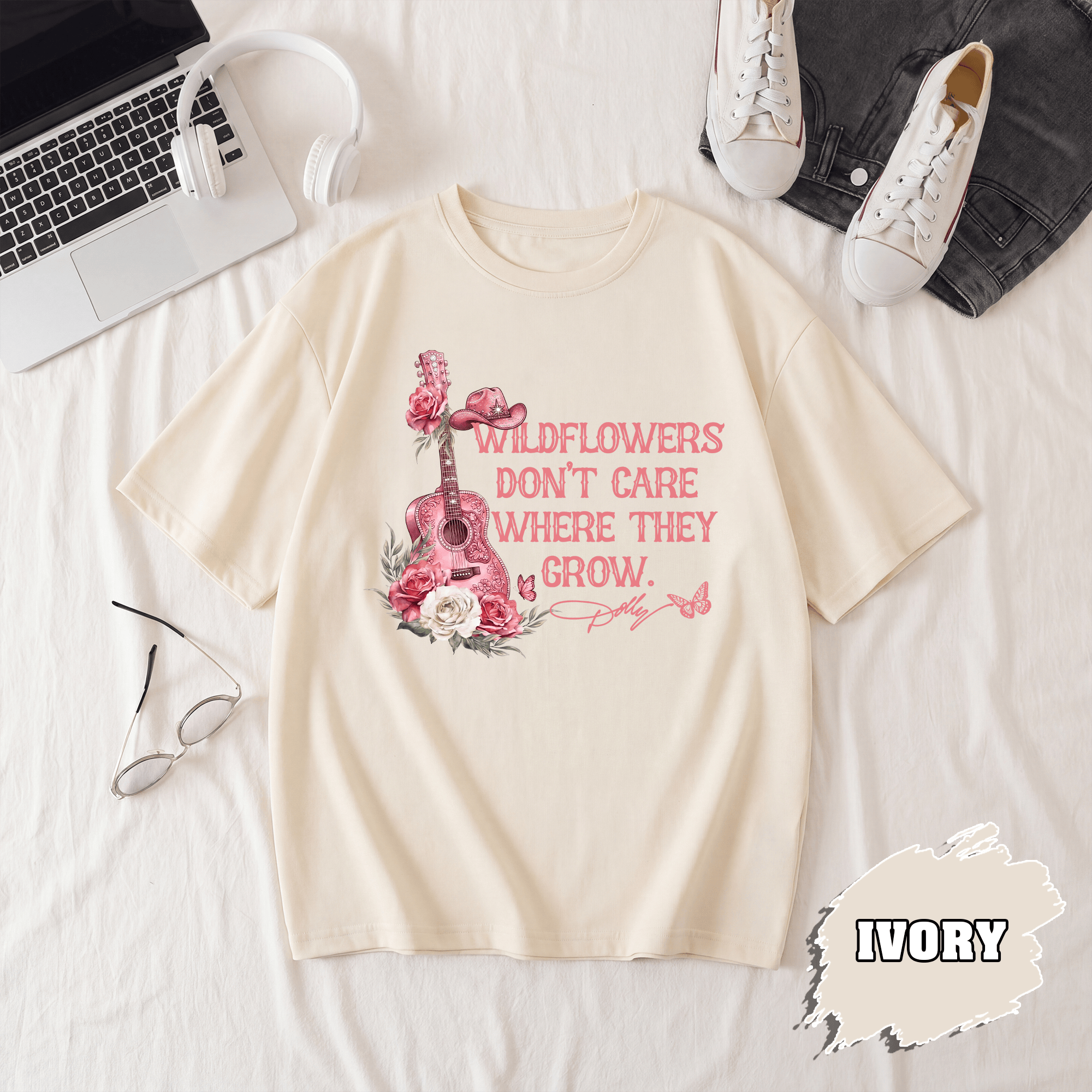BN - Wildflowers Don't Care Where They Grow T-shirt, Dolly Parton Tee