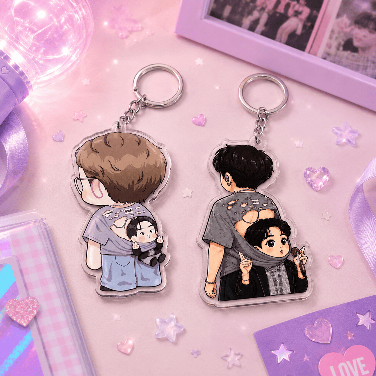 HN - Funny Jin Keychain, Layered Acrylic Keychain, K-pop Style Accessory