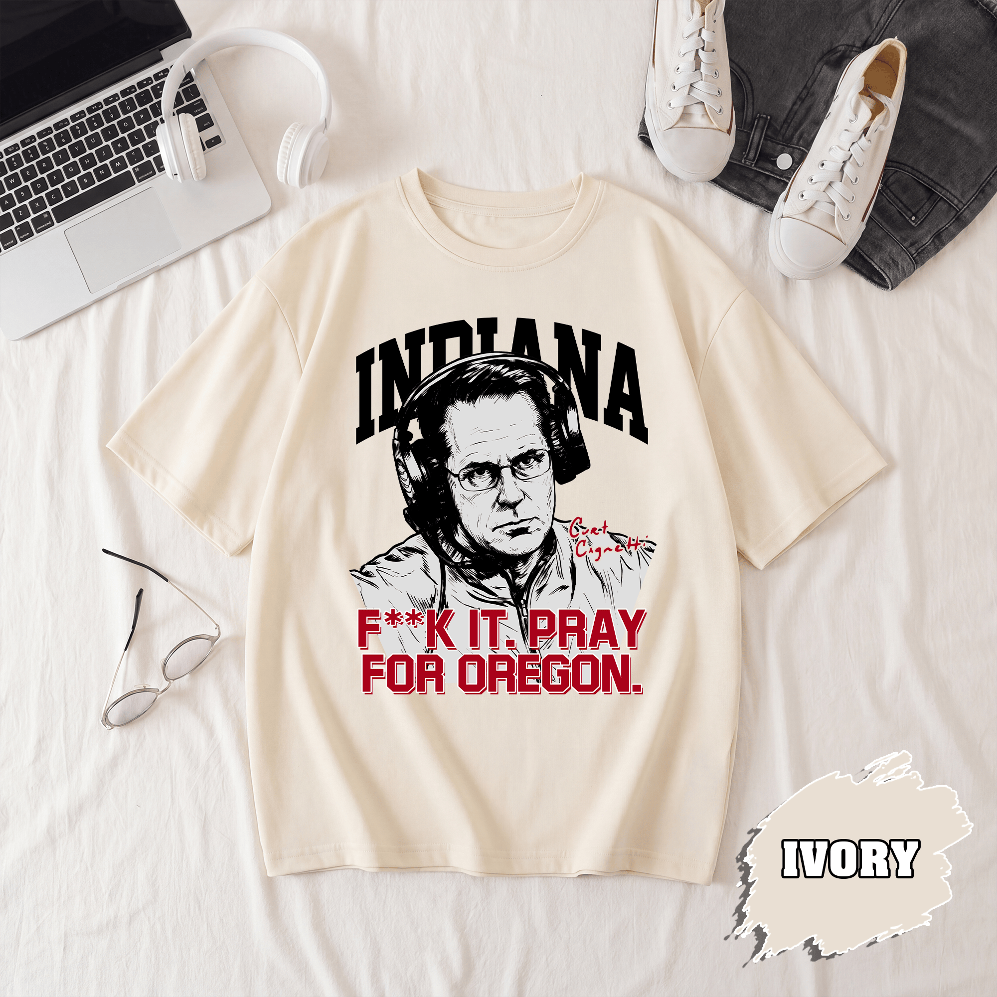 BN - Indiana Coach Curt Cignetti T-Shirt, Pray For Oregon - Image 3