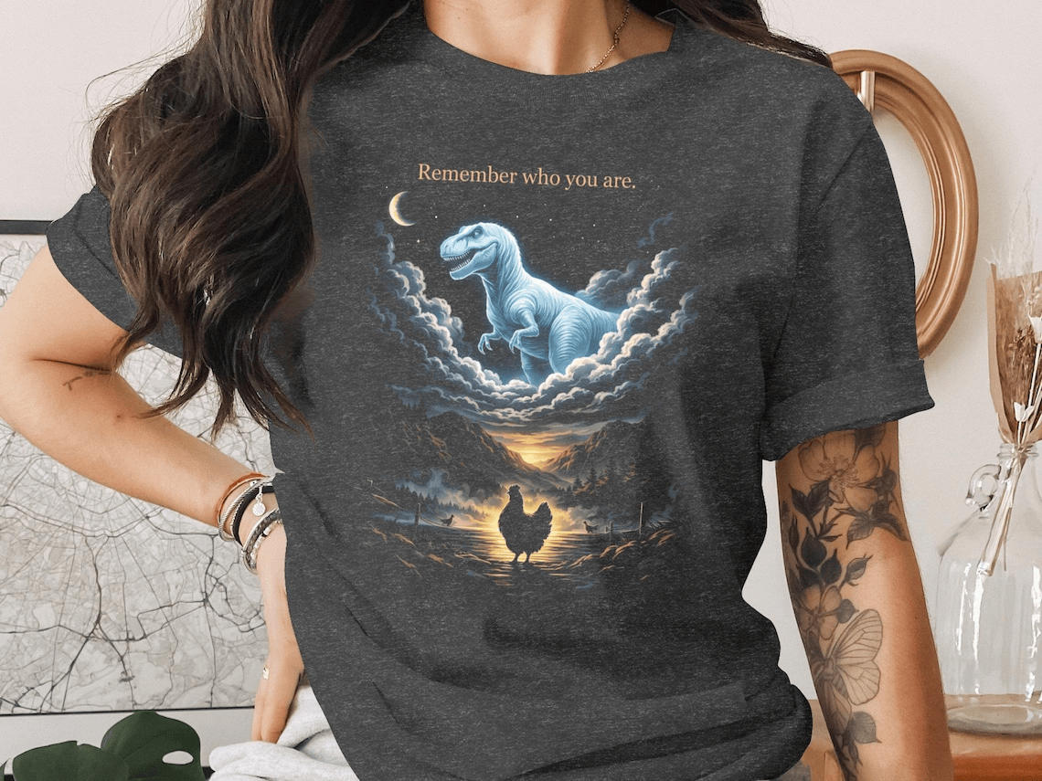 T-Rex Chicken Evolution Shirt | Remember Who You Are Graphic Shirts - Image 3
