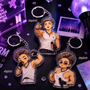 HN - Funny RM BTS Keychain, Layered Acrylic Keychain