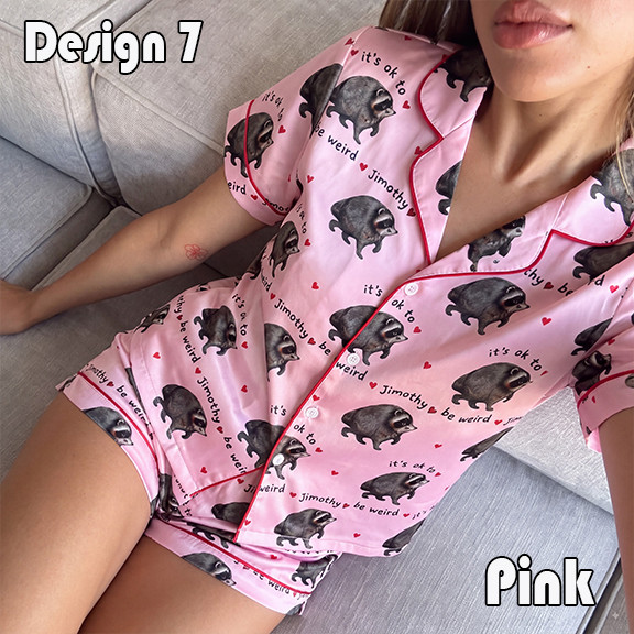 NA - 3D Jimothy Raccoon Satin Pajama Set, Gift for Raccoon Lover - Image 13