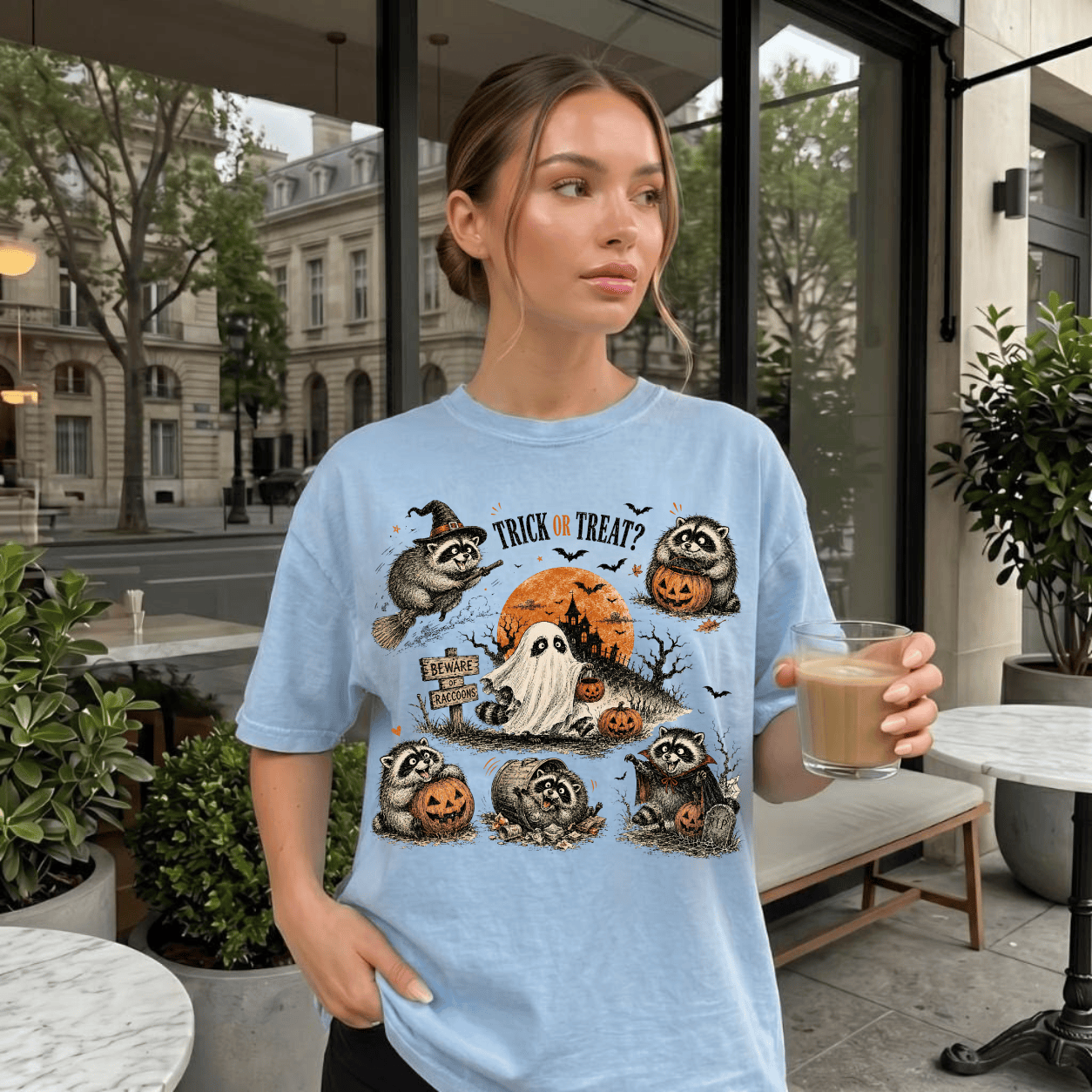 HN - Jimothy Raccoon Halloween Trick Or Treat , Short King Jimothy Tee - Image 6