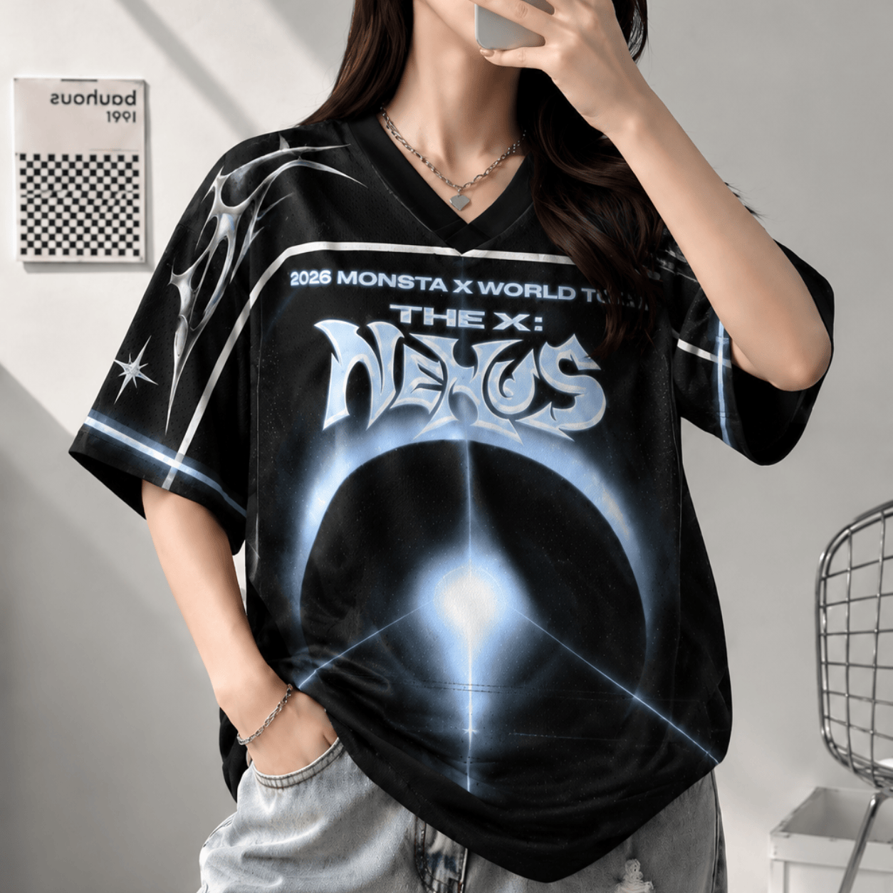 HN - 3D Monsta X The X : Nexus Monbebe World Tour Kpop Football Croptop Jersey - Image 2