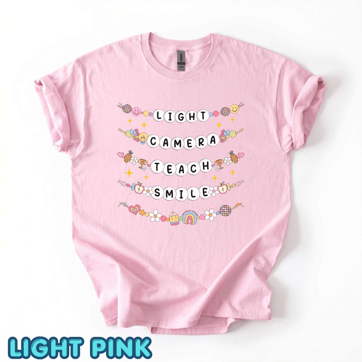 Lights Camera Teach Smile Teacher Shirts - Back To School Tee - Image 4
