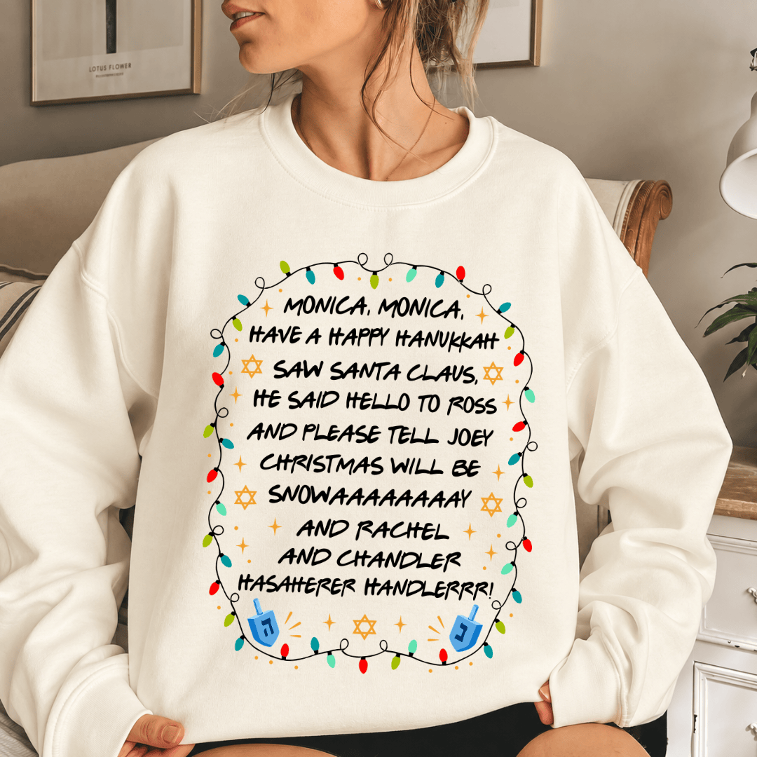 TT - Friend TVshow Monica Monica Have A Happy Hanukkah Shirt - Image 5