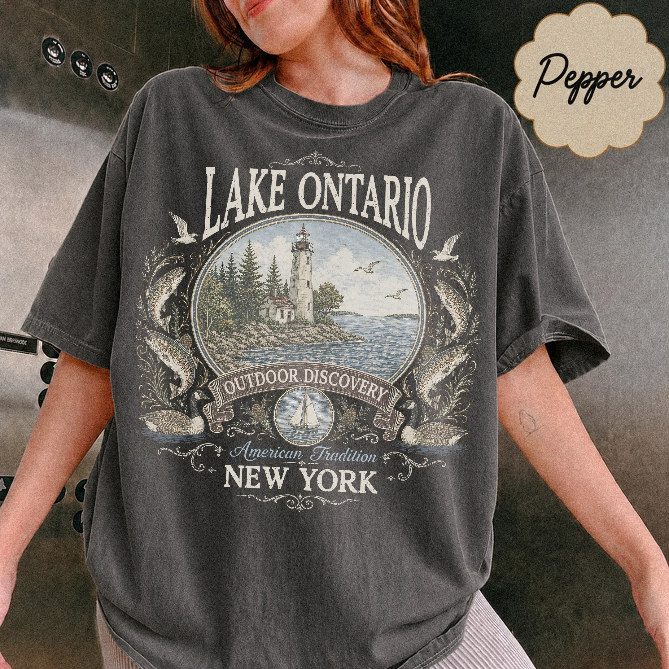 NA - V2 Vintage Lake Ontario The Great Lakes Shirt - Image 2